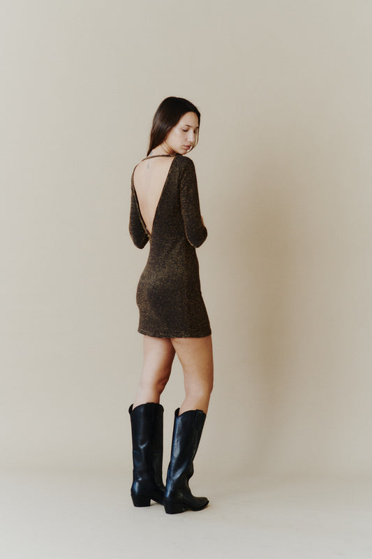 Vestido Afrodita Gold Stripes corto winter