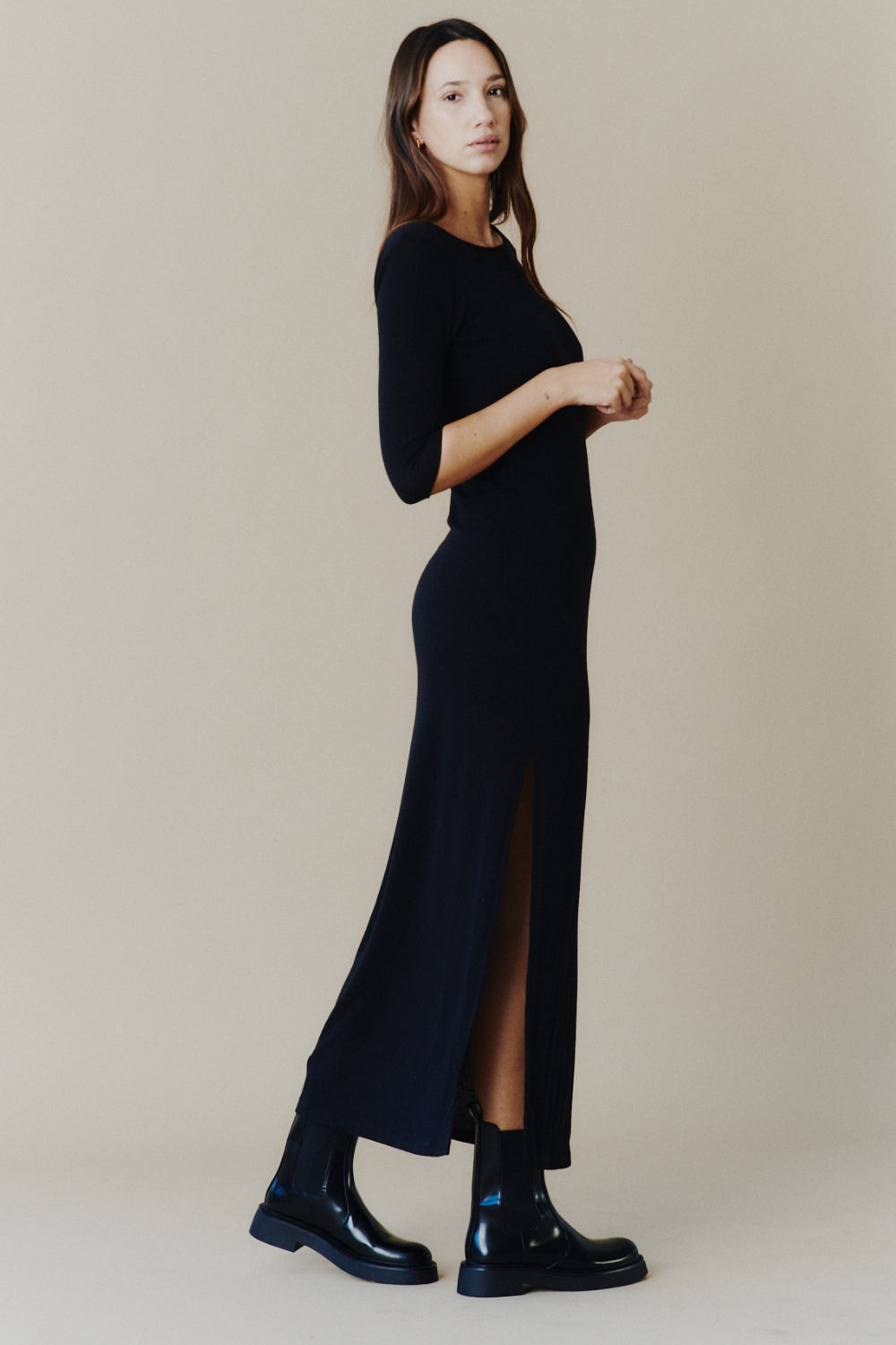 Aphrodite black short winter dress