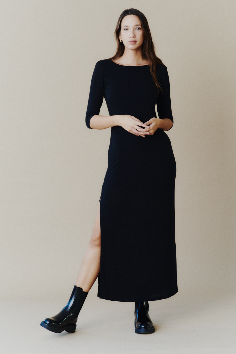 Aphrodite black short winter dress