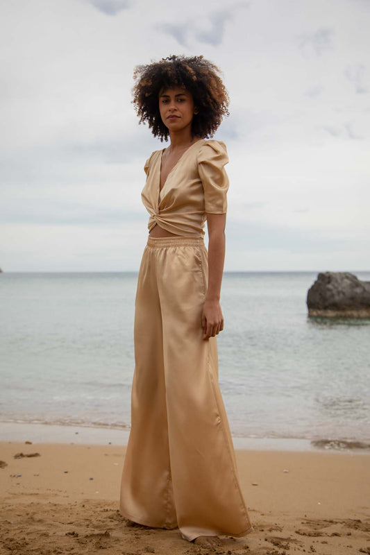 Pantalón Palazzo Ada Soft Beige