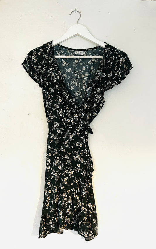 Vestido Gaia Corto flower caqui