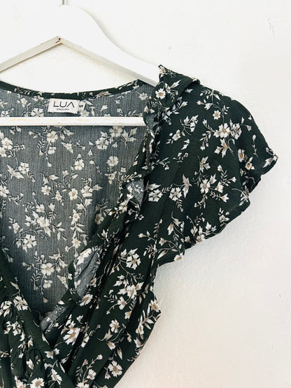 Vestido Gaia Corto flower caqui