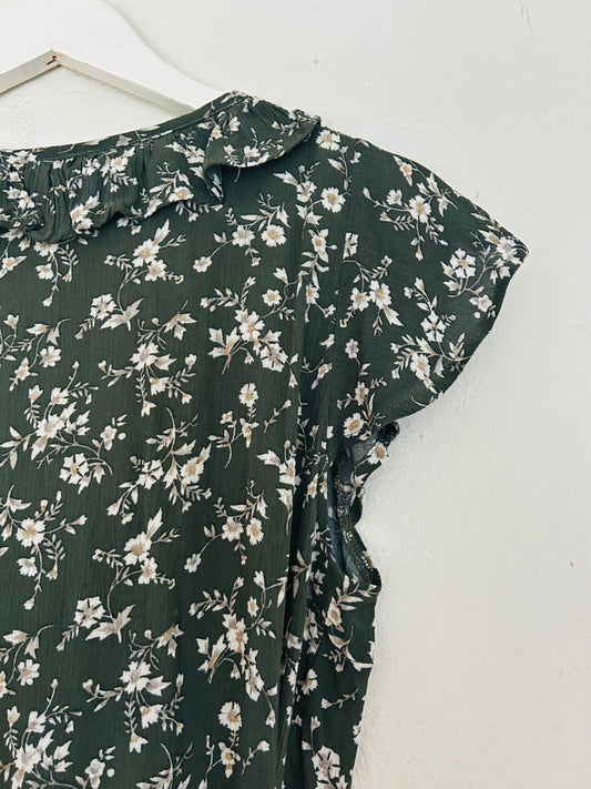 Vestido Gaia Corto flower caqui